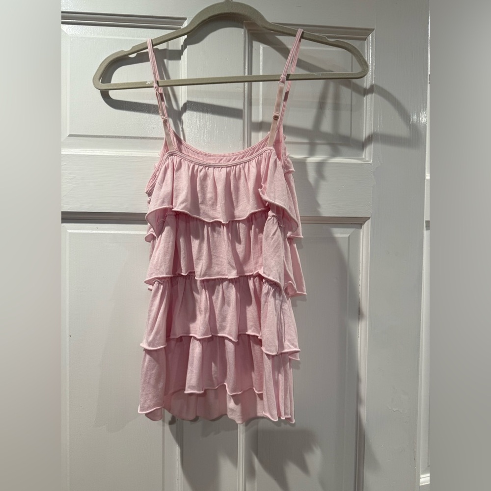 Express Pink Sexy Ruffle size XS Pink Spaghetti strap Top.